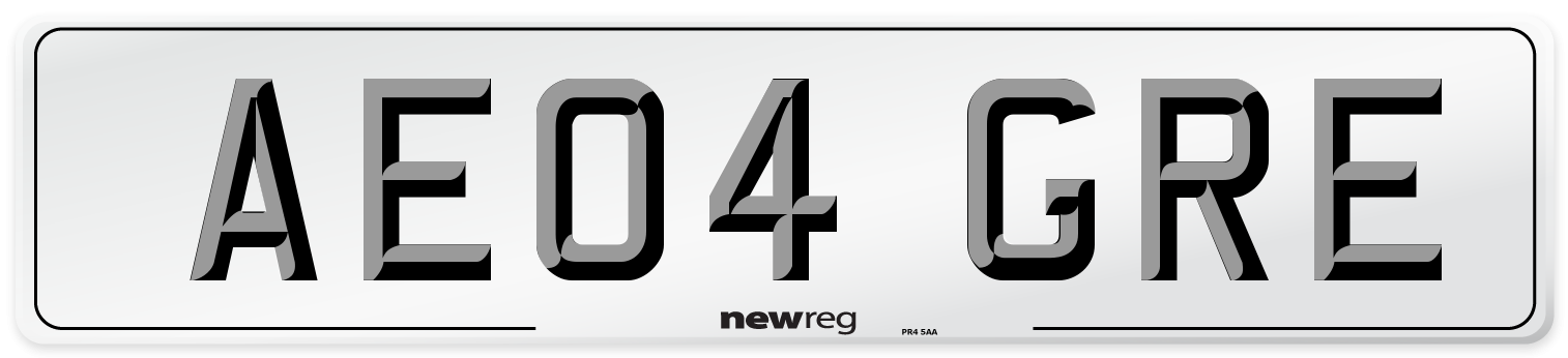 AE04 GRE Number Plate from New Reg
